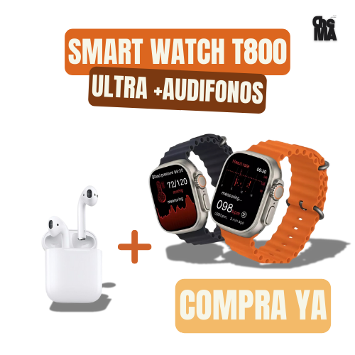 COMBO SMARTWATCH T800 Ultra + AIRPODS COMPATIBLE CON ANDROID Y IPHONE