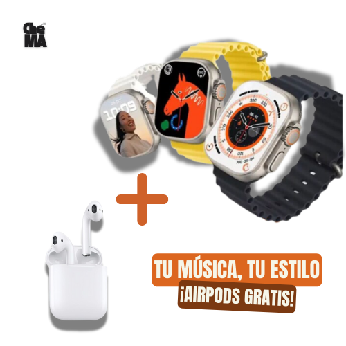 COMBO SMARTWATCH T800 Ultra + AIRPODS COMPATIBLE CON ANDROID Y IPHONE