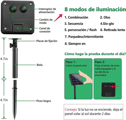 Maravillosas Luces Navideñas De Energia Solar  🎄✨10, 20 y 30 MT.